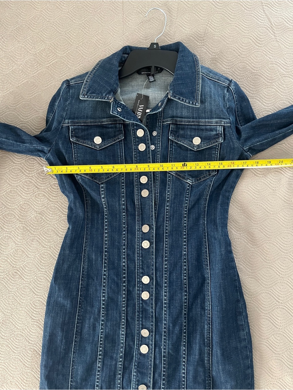 White House Black Market Dark Wash Denim Shacket Dress size 2 - Picture 5 of 10